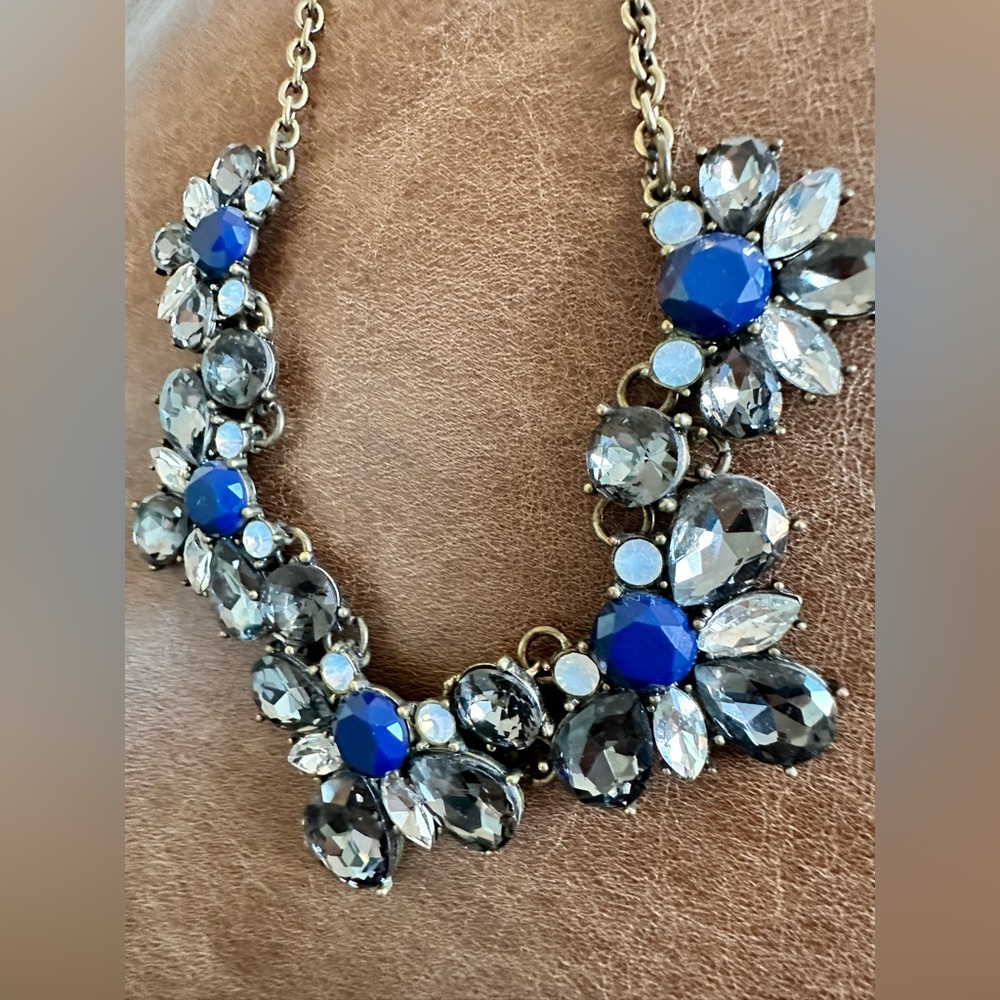Blue/ rhinestone Costume jewelry necklace - chunky jewelry